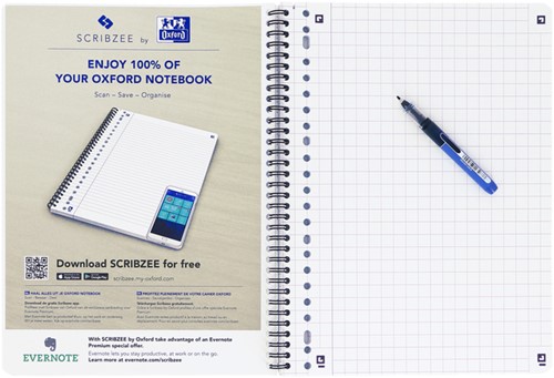 Collegeblok Oxford School A4 ruit 10x10mm 23-gaats 160pag 80gr assorti-6