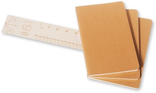 Schrift Moleskine 130x210mm blanco 160 pagina's 70gr kraft set à 3 stuks-2
