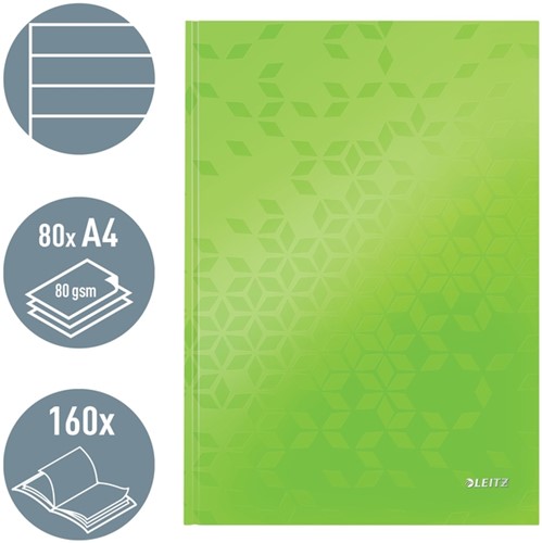 NOTITIEBOEK LEITZ WOW A4 LIJN 80V GROEN 1 Stuk-9