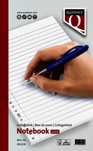 Collegeblok Quantore A5 lijn 17-gaats 160pg 70gr 1 Stuk-1