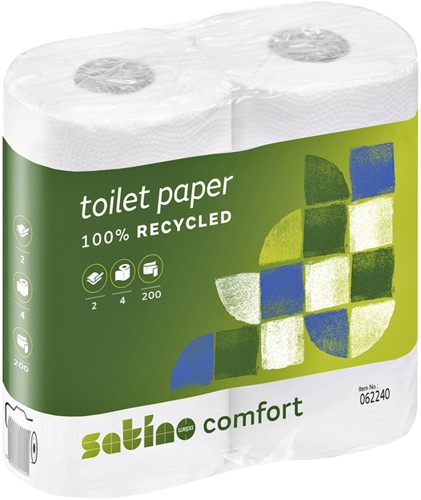 Toiletpapier Satino MT1 Comfort 2laags 200 vel wit 4 Rol