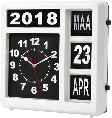 Wandklok Perel analoog 310x310mm nederlandse versie wit-2