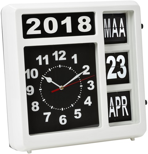 Wandklok Perel Flipover 31cm zwart wit 1 Stuk-3