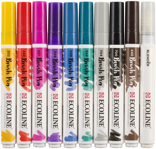 Brushpen Talens Ecoline set 10 stuks handlettering 10 Stuk