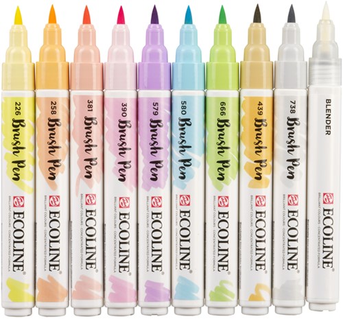 Brushpen Talens Ecoline set 10 stuks pastel 10 Stuk-2