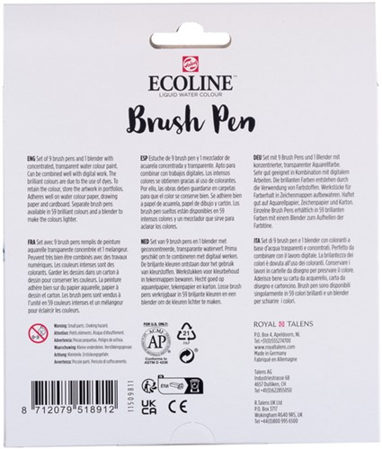 Brushpen Talens Ecoline set 10 stuks pastel 10 Stuk-1