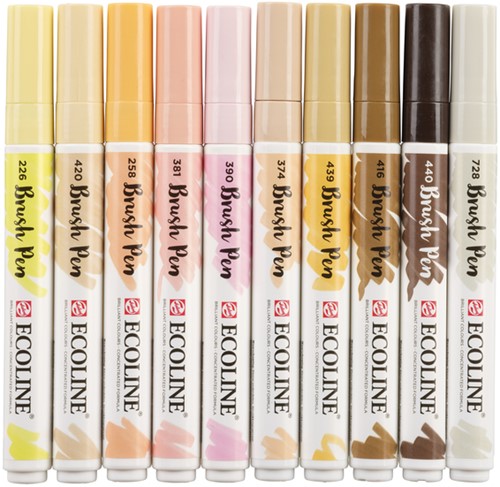 Brushpen Talens Ecoline set 10 stuks huid 10 Stuk