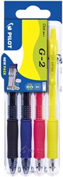 Gelschrijver PILOT clicker Set2Go M neon assorti 4 Stuk