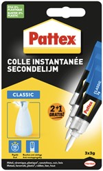 Secondelijm Pattex classic 3gr blister 2+1 gratis 3 Stuk