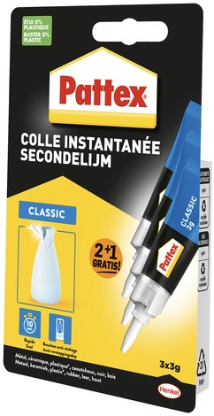 Secondelijm Pattex classic 3gr blister 2+1 gratis 3 Stuk-2