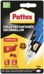 Secondelijm Pattex super gel 3gr blister 2+1 3 Stuk