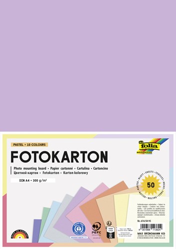 Fotokarton Folia 300gr A4 50vel pastelkleuren 50 Vel