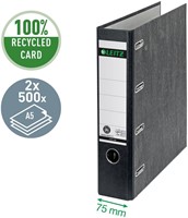 Ordner Leitz 1092 giro-bank met dubbele mechaniek 75mm karton A4 zwart-3