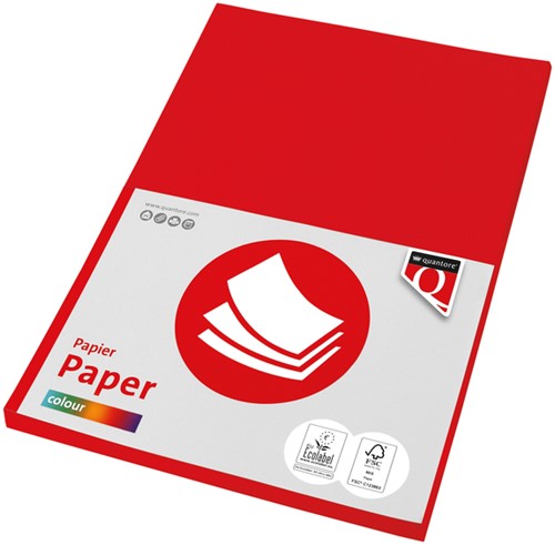 Kopieerpapier Quantore Col-100 A4 80gr felrood 100 Vel