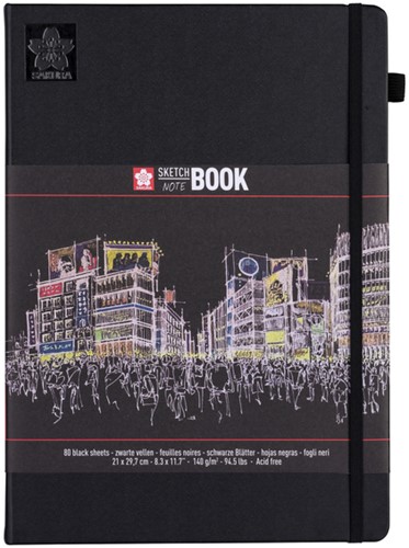Schetsboek Sakura 80 zwarte vellen 140gr 210x297mm zwart
