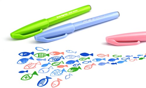 Brushpen Pentel Sign SES15C pastel assorti 12 Stuk-3