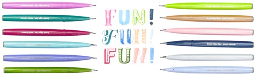 Brushpen Pentel Sign SES15C pastel assorti 12 Stuk-1