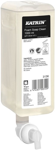Handzeep Katrin Clean schuim 1000ml 1000 Milliliter