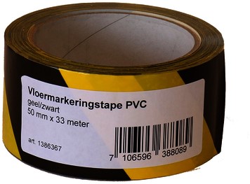 Waarschuwingstape IEZZY breekbaar 50mmx66m or/zw 1 Rol-2