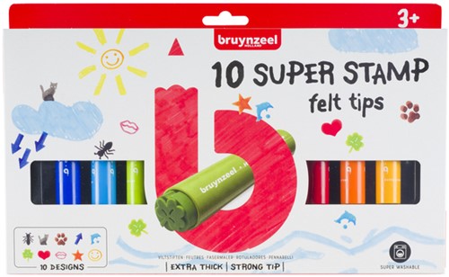 Stempelstift Bruynzeel Kids Super Stamp 10 kleuren 10 Stuk