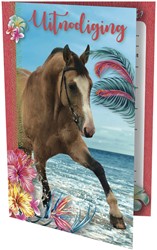Uitnodiging paarden 17.5x12.2cm 5 Stuk
