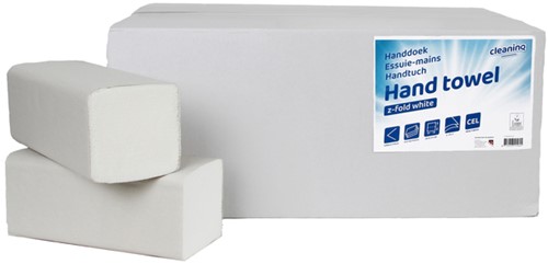 Handdoek Cleaninq Z-vouw 2-laags wit 3200 Stuk-2