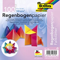 Vouwblaadjes Folia 100gr 15x15cm 100v regenboog 100 Vel