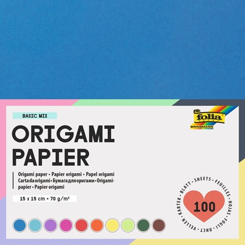 Origami pap Folia 70gr 15x15cm 100 vel assorti kl 100 Vel