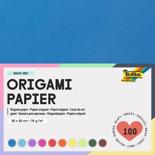 Origami pap Folia 70gr 20x20cm 100 vel assorti kl 100 Vel
