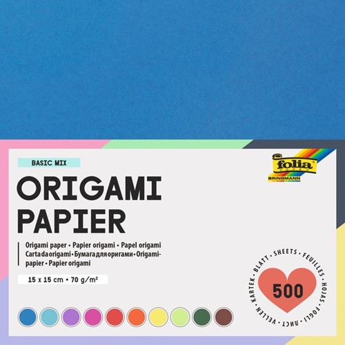 Origami pap Folia 70gr 15x15cm 500 vel assorti kl 500 Vel