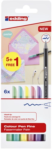 Fineliner edding 1200 F pastel assorti 6 Stuk