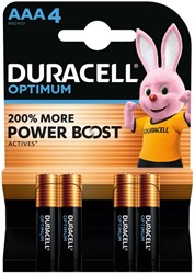 Batterij Duracell Optimum 4x AAA 4 Stuk