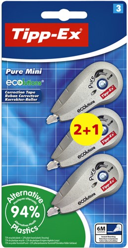 Correctietape Tipp-Ex mini pure ecolutions 5mm 3 Stuk