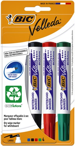 Whiteboardmarker Bic 1704 rond assorti 4 Stuk