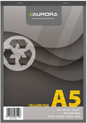 Schrijfblok Aurora A5 lijn 80vel 80gr geel 1 Stuk