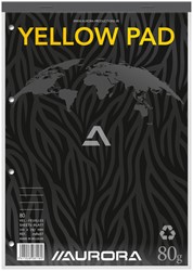 Cursusblok Aurora A4 lijn 4gaats 160pag 80gr geel 1 Stuk