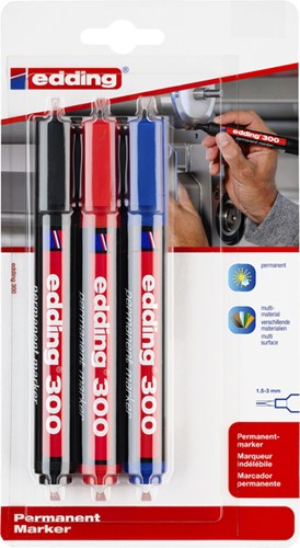 Viltstift edding 300 rond 1.5-3mm blist3 assorti 3 Stuk