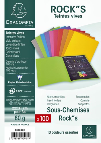 Vouwmap Exacompta ROCKS A4 80g assorti 100 Stuk-3