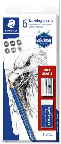 Potlodenset Staedtler Design Journey gratis gum en puntenslijper 6st