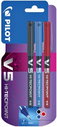 Rollerpen PILOT V5 fijn 3st assorti 3 Stuk