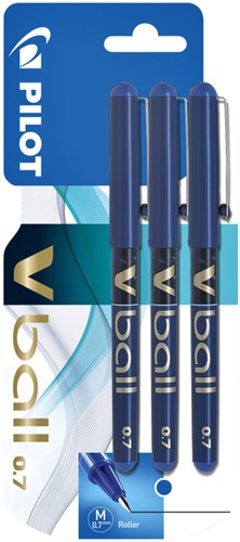 Rollerpen PILOT V-Ball 07 medium 3st blauw 3 Stuk