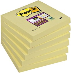 Memoblok Post-it 654  Super Sticky 76x76mm geel 1 Stuk