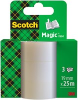Plakband Scotch Magic 819 19mmx25m onzichtbaar 3 Rol