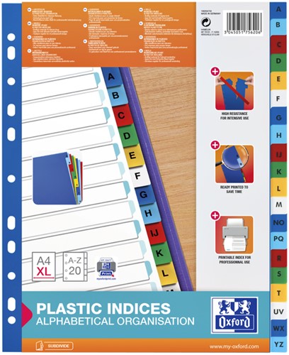 TABBLADEN OXFORD A4+ 11R PP A-Z 20DLG KLEUR 1 Stuk-2