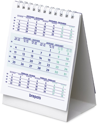 3-Maandsbureaukalender 2026 Brepols 10.5x13cm 1 Stuk
