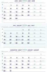 3-Maandkalender 2026 Brepols 30x60cm 1 Stuk