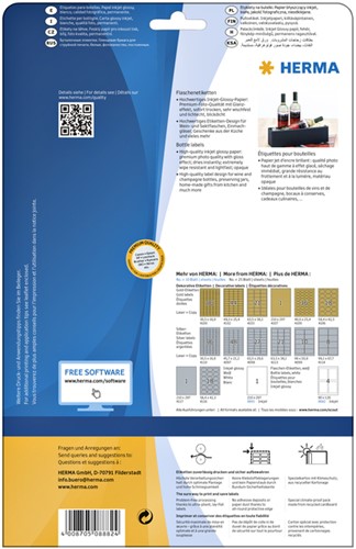 Etiket HERMA flessen 8882 90x120mm A4 40st gl wt 10 Vel-5