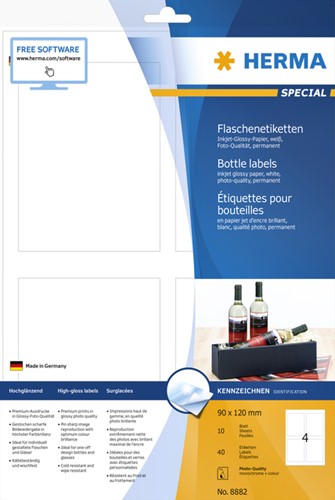 Etiket HERMA flessen 8882 90x120mm A4 40st gl wt 10 Vel-18