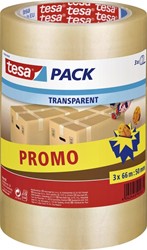 Verpakkingstape tesapack 66mx50mm tr promo 3 Rol