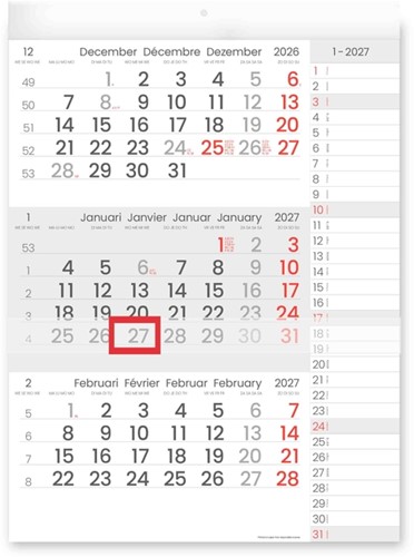 3-Maandkalender 2027 INNI Manager compact-formaat notes